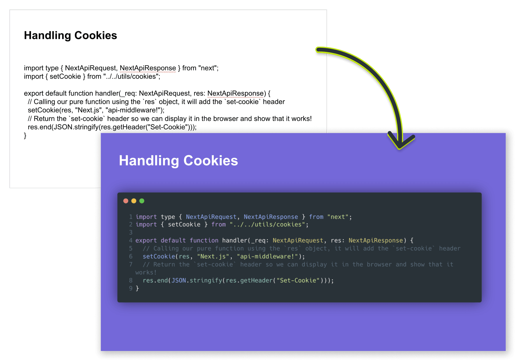 Pretty code snippet in presentation